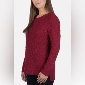 Jeanne‎ Pierre Women's XL Burgundy 100% Cotton Knit Tunic Sweater